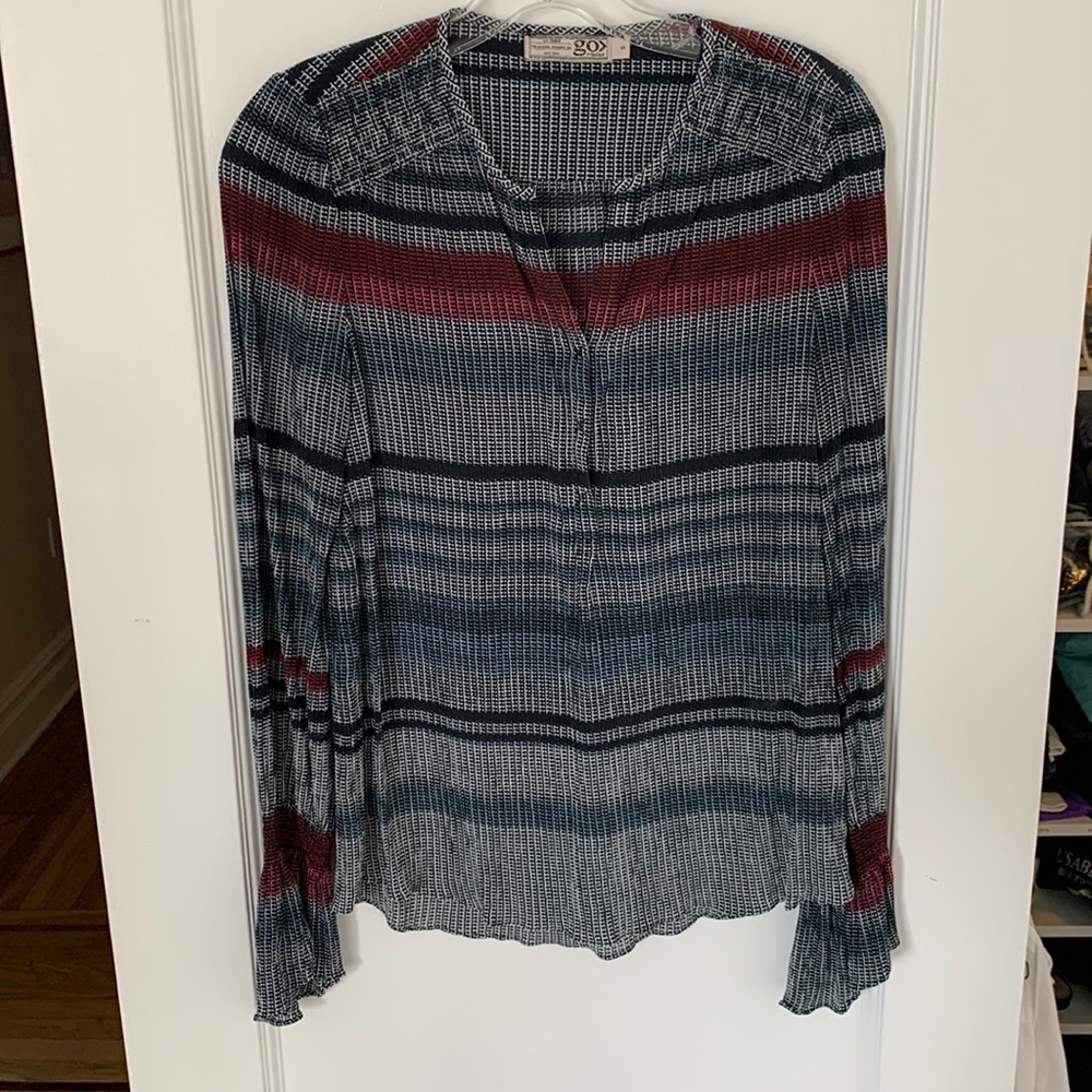 Gosilk button down blouse, striped